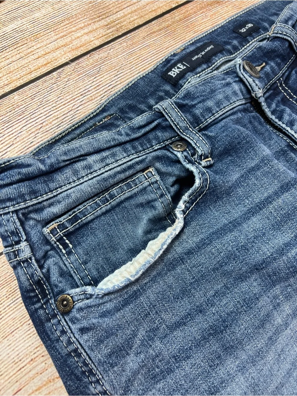 BKE Men Jeans 32x30 Straight Blue Denim